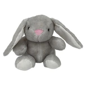 Kellytoy Bunny Rabbit 8" Soft Plush Gray Pink Nose Rattle Crinkle Ears 2019
